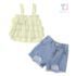 Set de 2 piese cu top cu bucle și pantaloni scurți din denim Lime Vanilla Cake