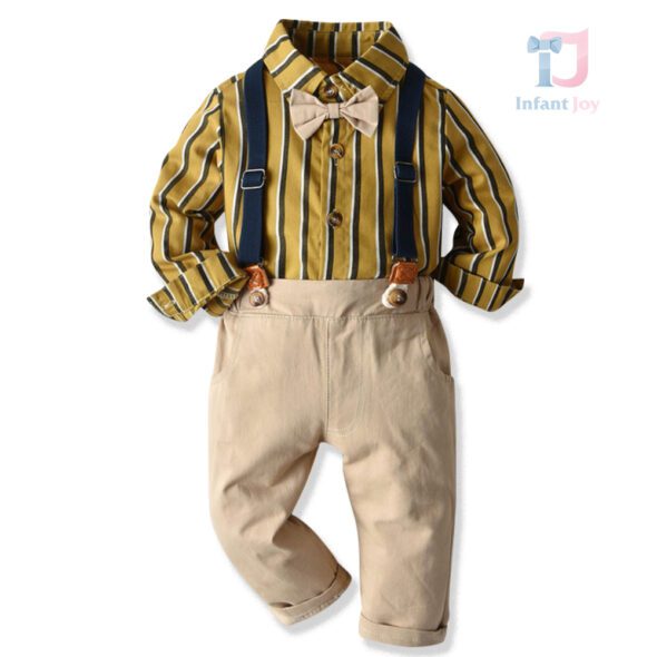 Set oficial de 3 piese cu papion și bretele Mr. Gold Stripe