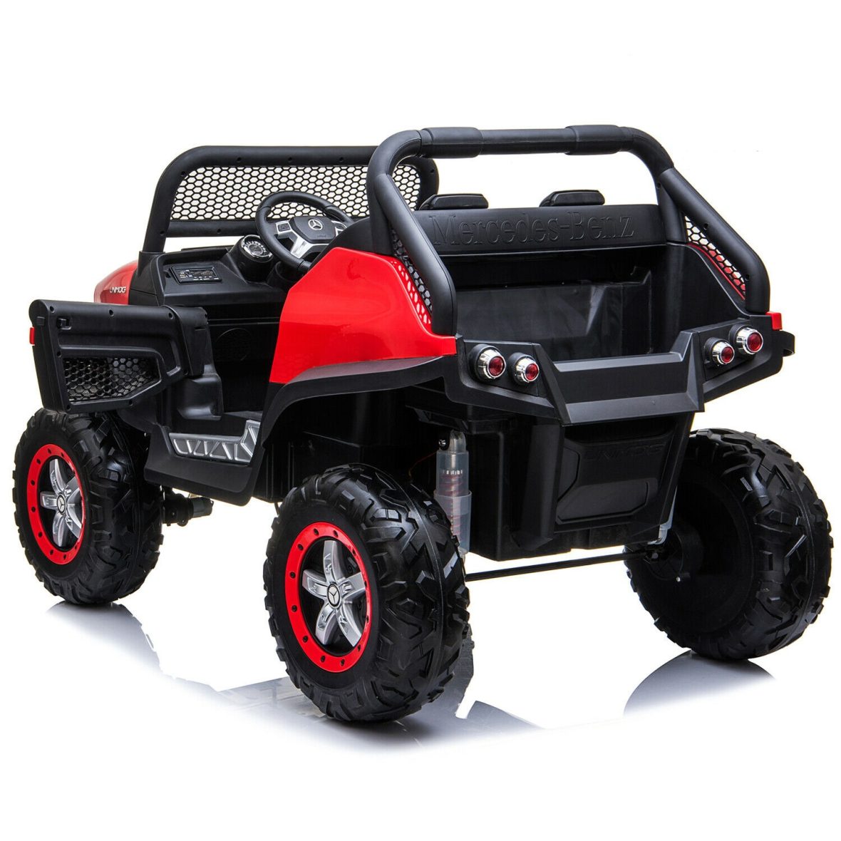 masinuta-electrica-pentru-2-copii-licenta-mercedes-unimog-4×4-140w-premium-rosu-876007