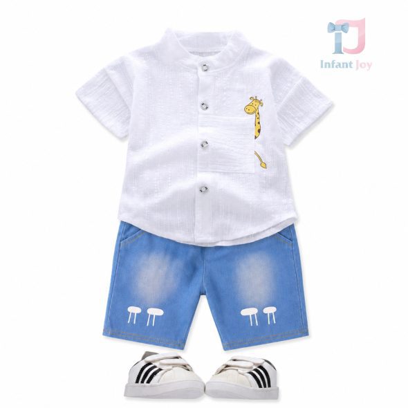 Set sport-elegant de 2 piese cu cămașă cu elemente imprimate și pantaloni scurți Gigi Giraffe