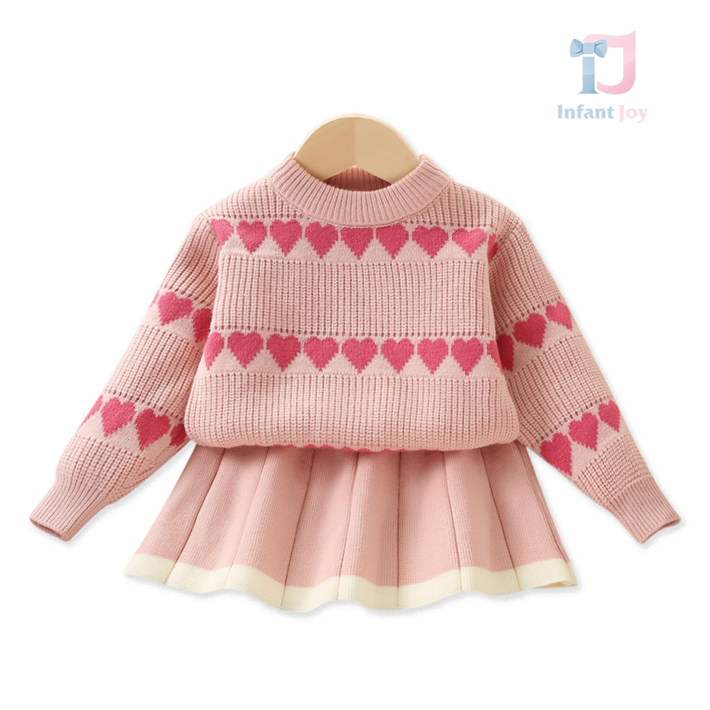 Set de 2 piese din tricot premium cu fustă și tricot spectaculos Pinky Love