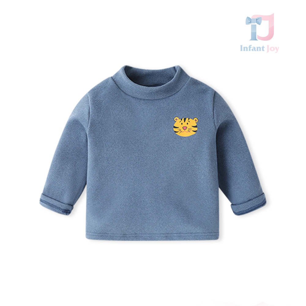 Bluza din fleece cu guler polo jos Happy Friend – Albastru