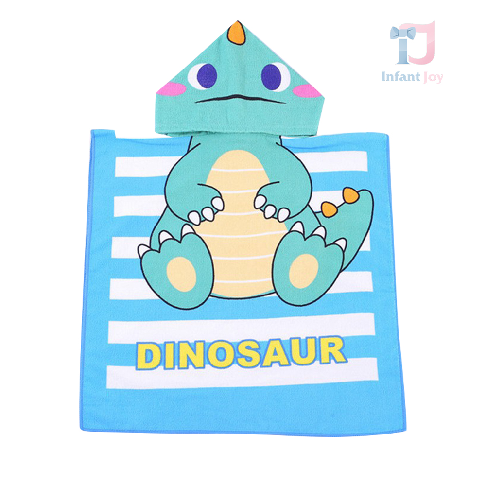 Prosop de plajă tip Poncho cu glugă Blue Dinosaur