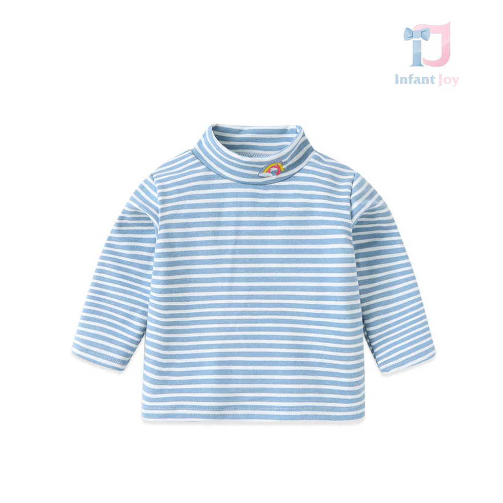 Bluză cu guler polo în dungi, cu broderie Rainbow Blue