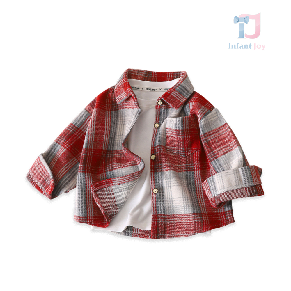 Cămașă în carouri cu buzunar Red & Beige