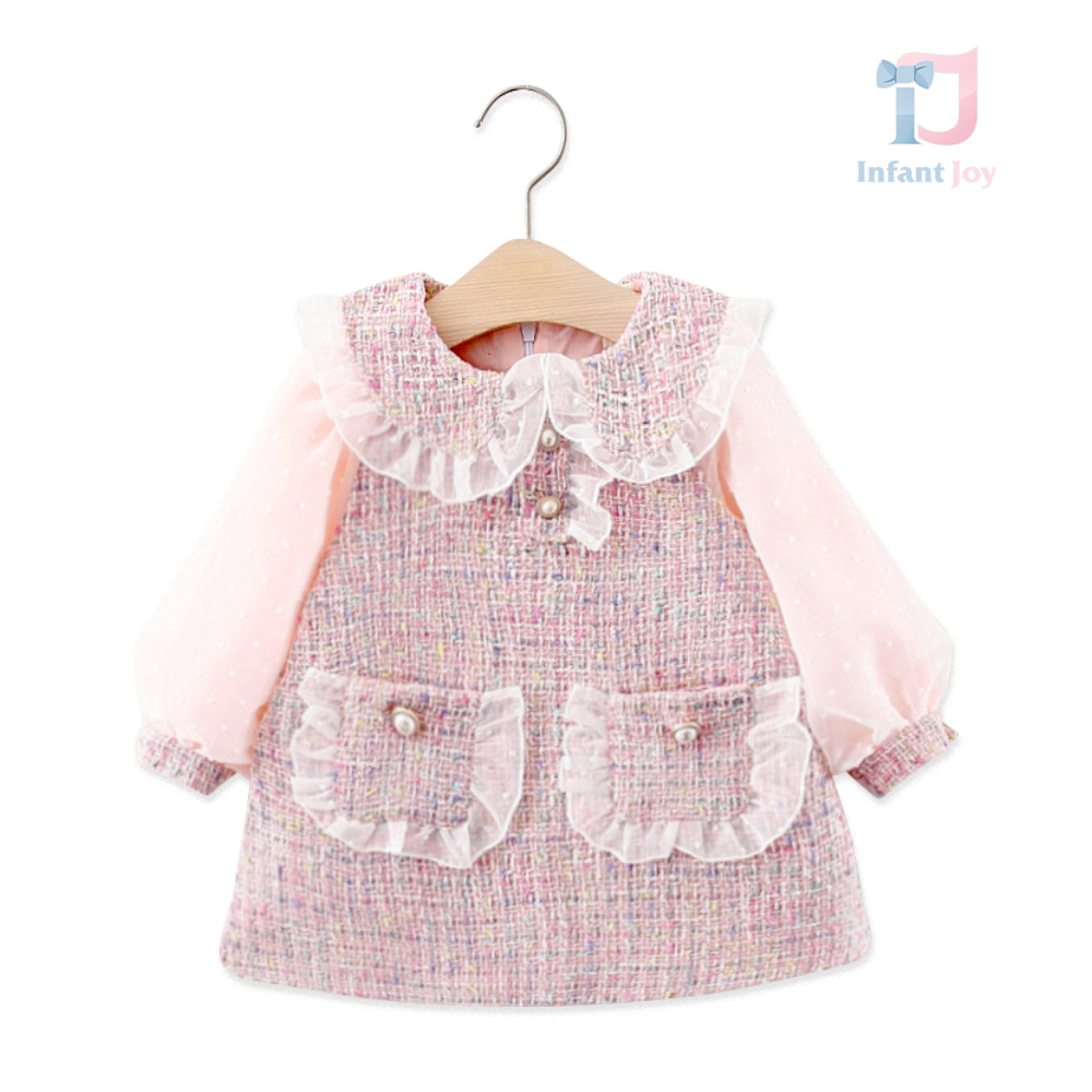 Rochie Formala Boucle, cu Volane din Sifon si Maneci Bufante, spectaculoase Dalia Pink