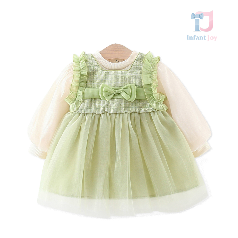 Set de 2 piese rochie tutu cu volane, si bluza cu maneci bufante Green Melody