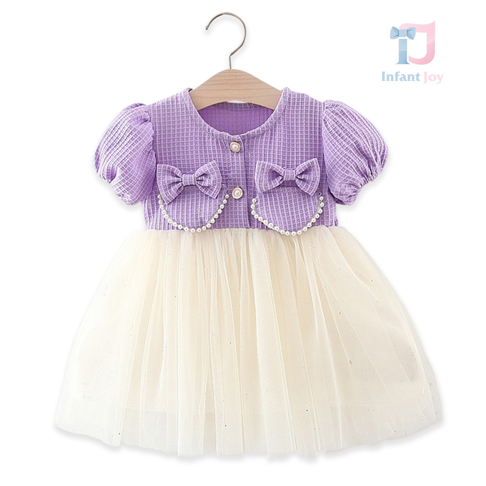 Rochie cu maneca bufanta si perle Miss Lilac Caprice