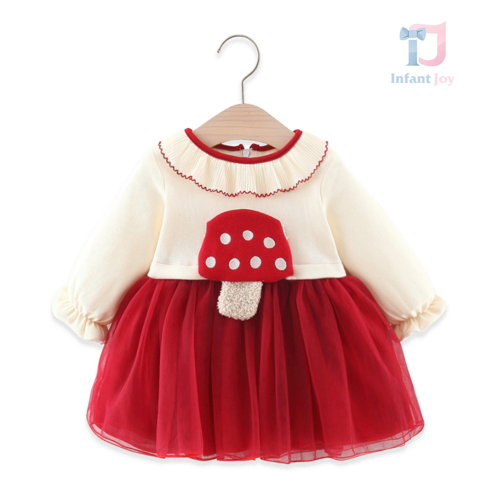 Rochie matlasată premium cu tul și elemente 3D Mushy Red