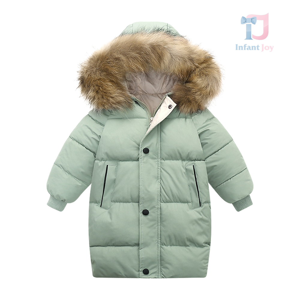 Geacă de iarnă cu umplutură din puf ecologic și glugă cu blană naturală Warm Hug Green