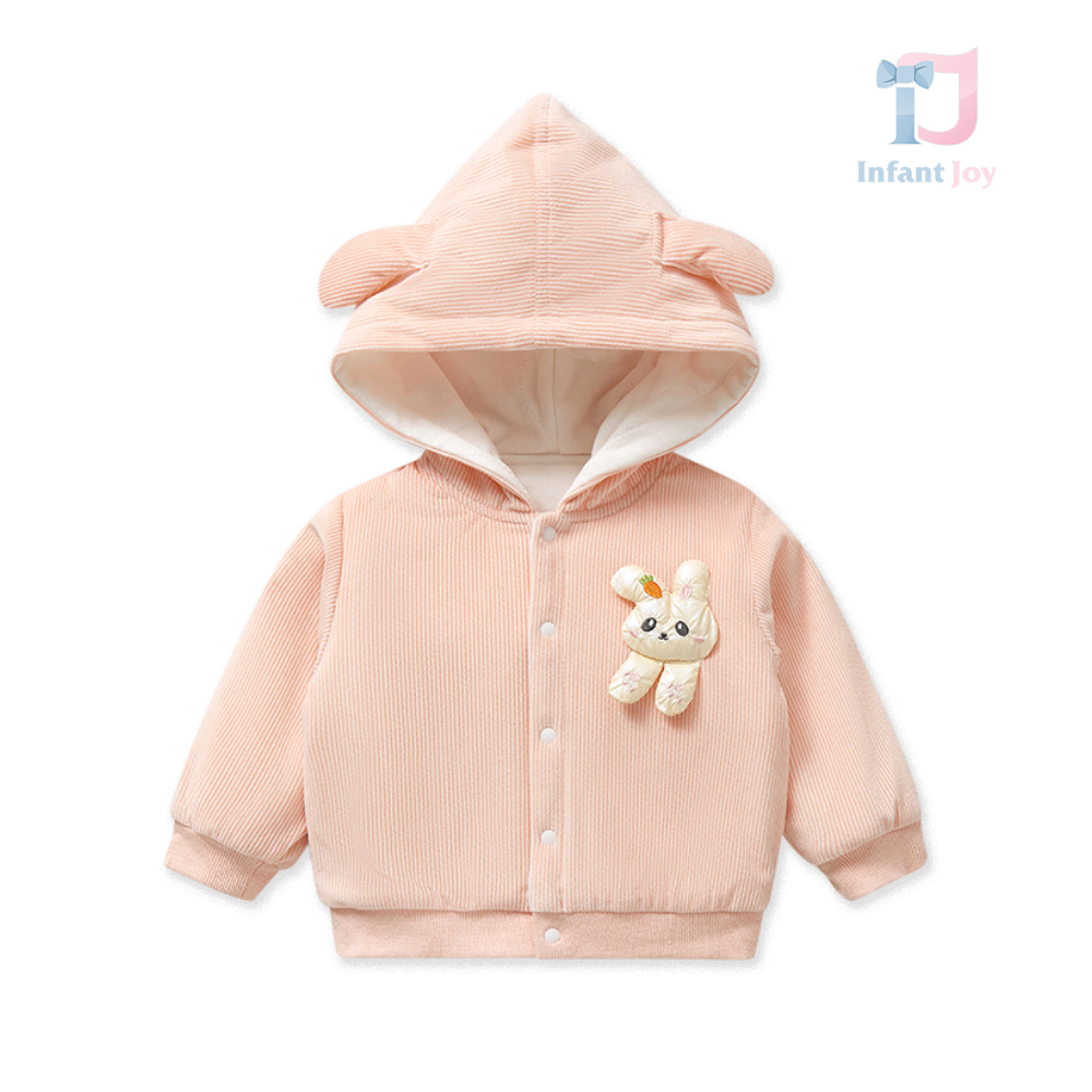 Bomber premium din velur cu umplutură Eco Puf și glugă Peach Bunny