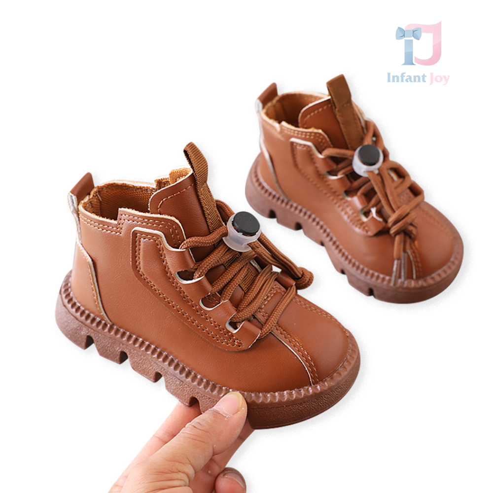 Cizme din piele ecologica cu fermoar si cravate Franciso Brown