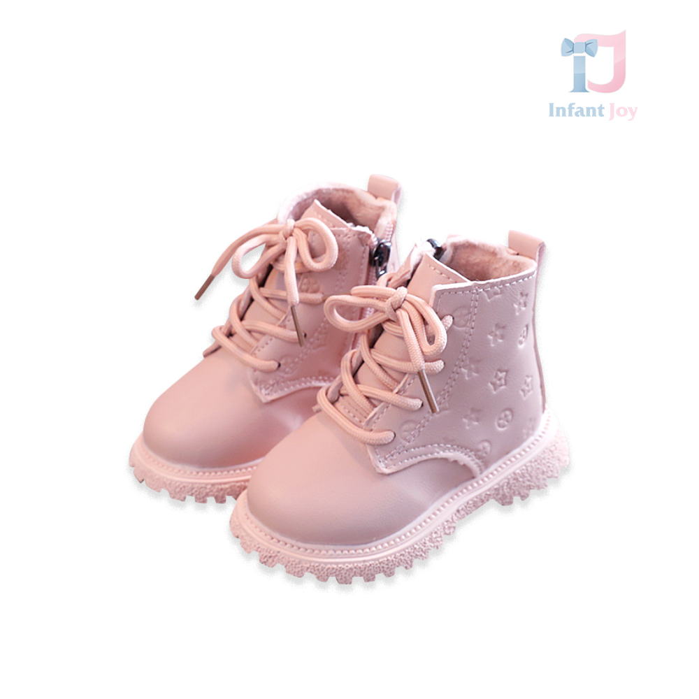 Cizme din piele ecologica cu sireturi si fermoar Louis Miss Pink