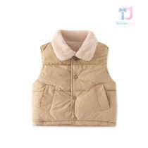 Vestă impermeabilă cu căptușeală moale din lână Beige Karakul