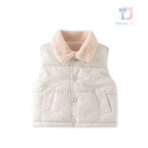 Vestă impermeabilă cu căptușeală moale din lână White Karakul