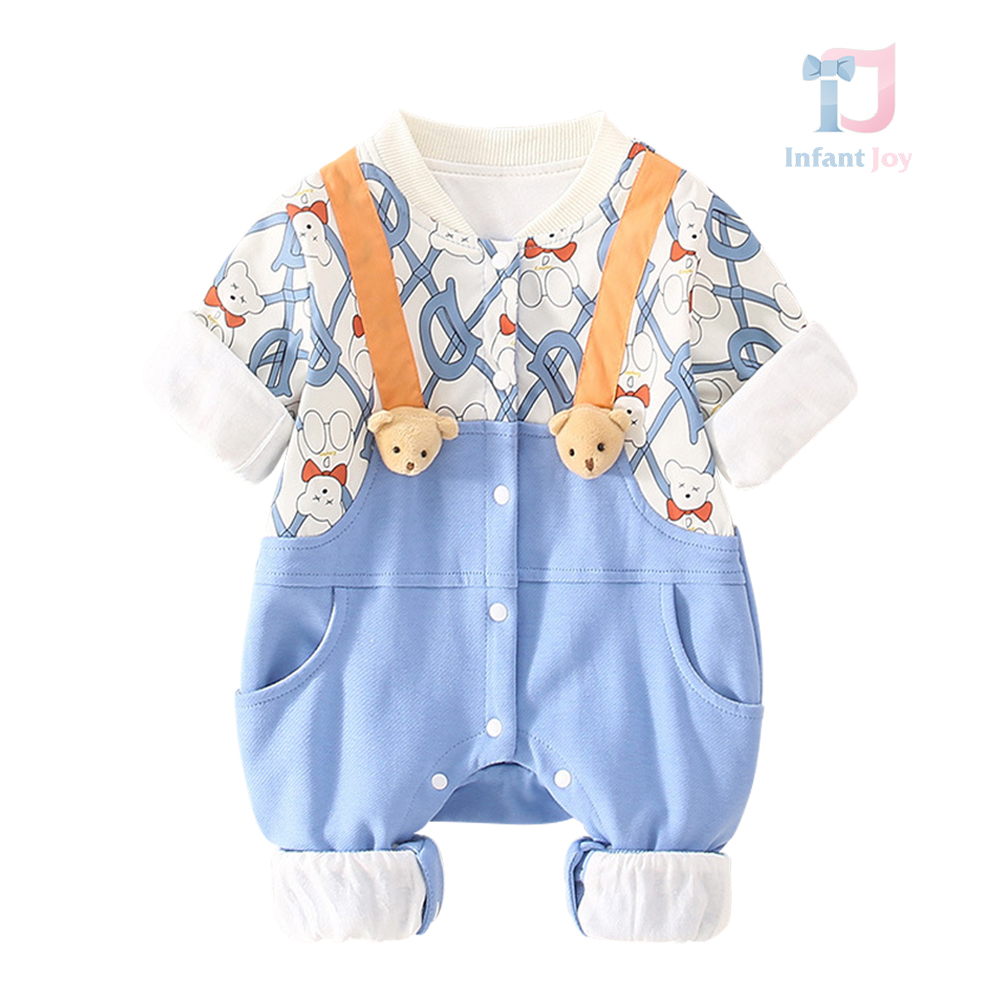 Salopetă cu ursuleți de pluș 3D Blue Teddy