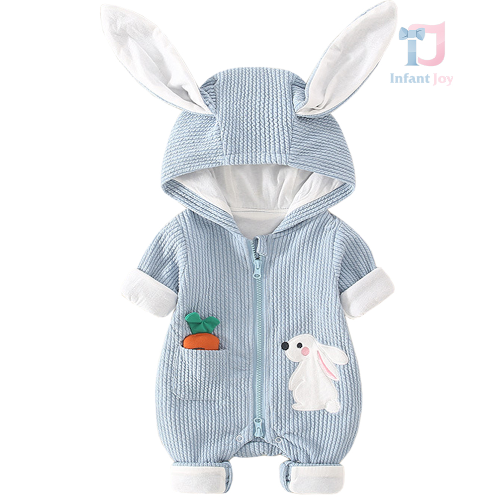 Salopetă cu urechi de iepuraș și morcov de pluș Bunny Blue