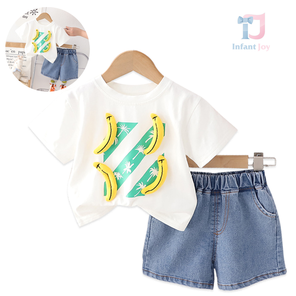 Set de 2 piese cu elemente 3D și pantaloni din denim Banana Tree