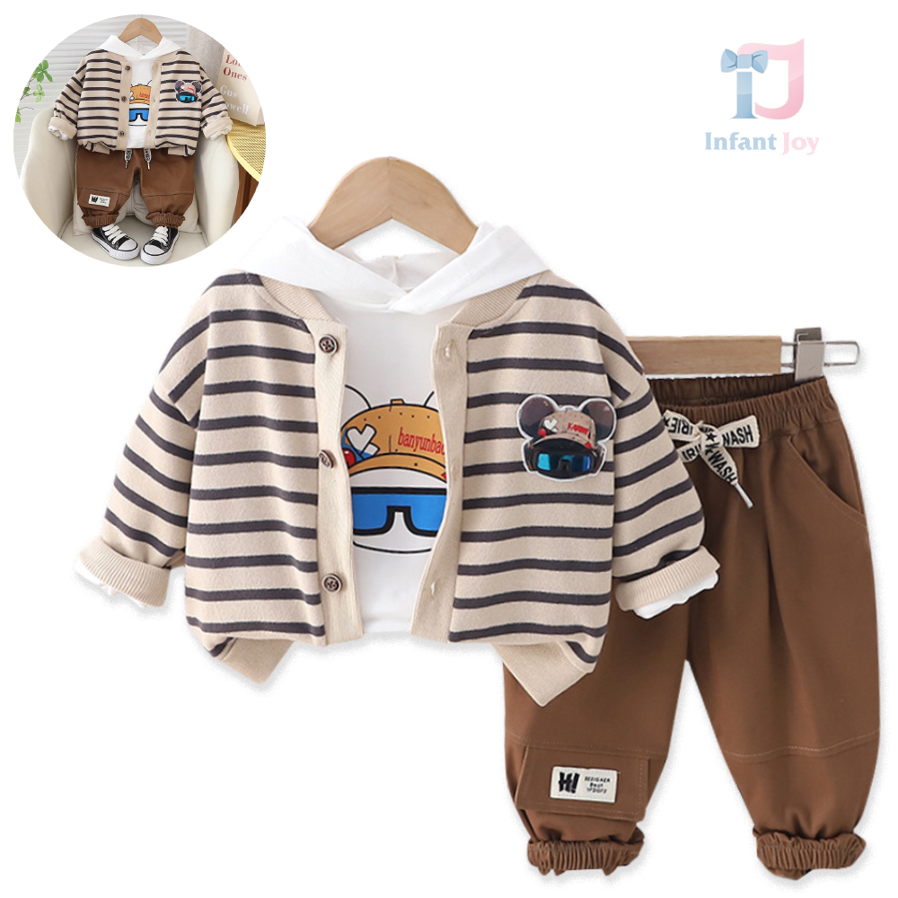 Set de 3 piese cu vestă cu aplicație 3D, hanorac cu glugă și pantaloni Base Player