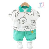 Set de 2 piese din lakosta și denim cu guler clasic Bear Shadow Turquoise