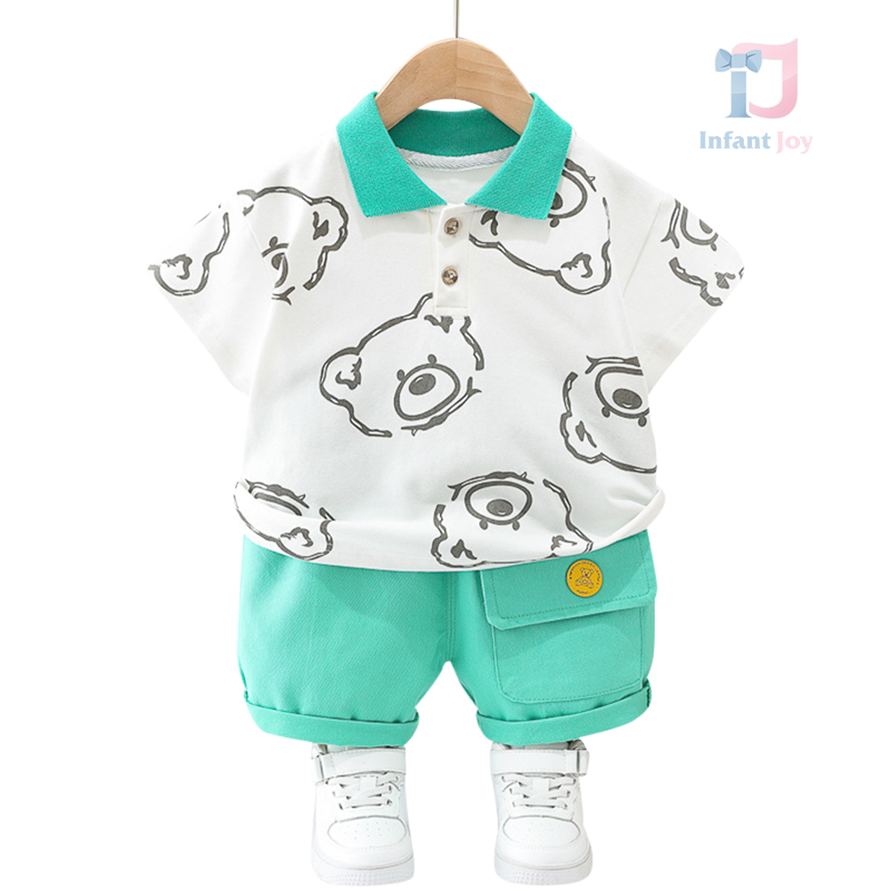 Set de 2 piese din lakosta și denim cu guler clasic Bear Shadow Turquoise