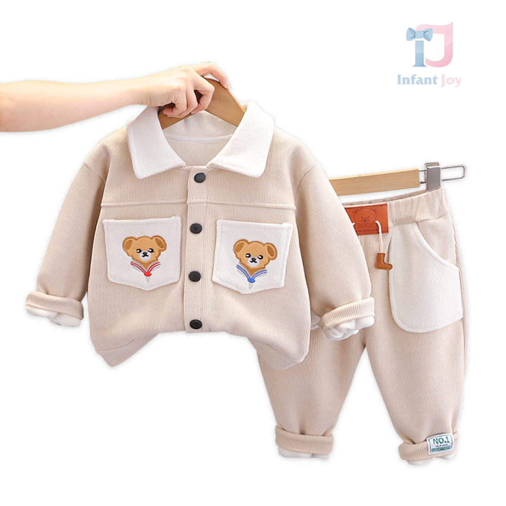 Set matlasat de 2 piese cu broderie Bear Winner Beige