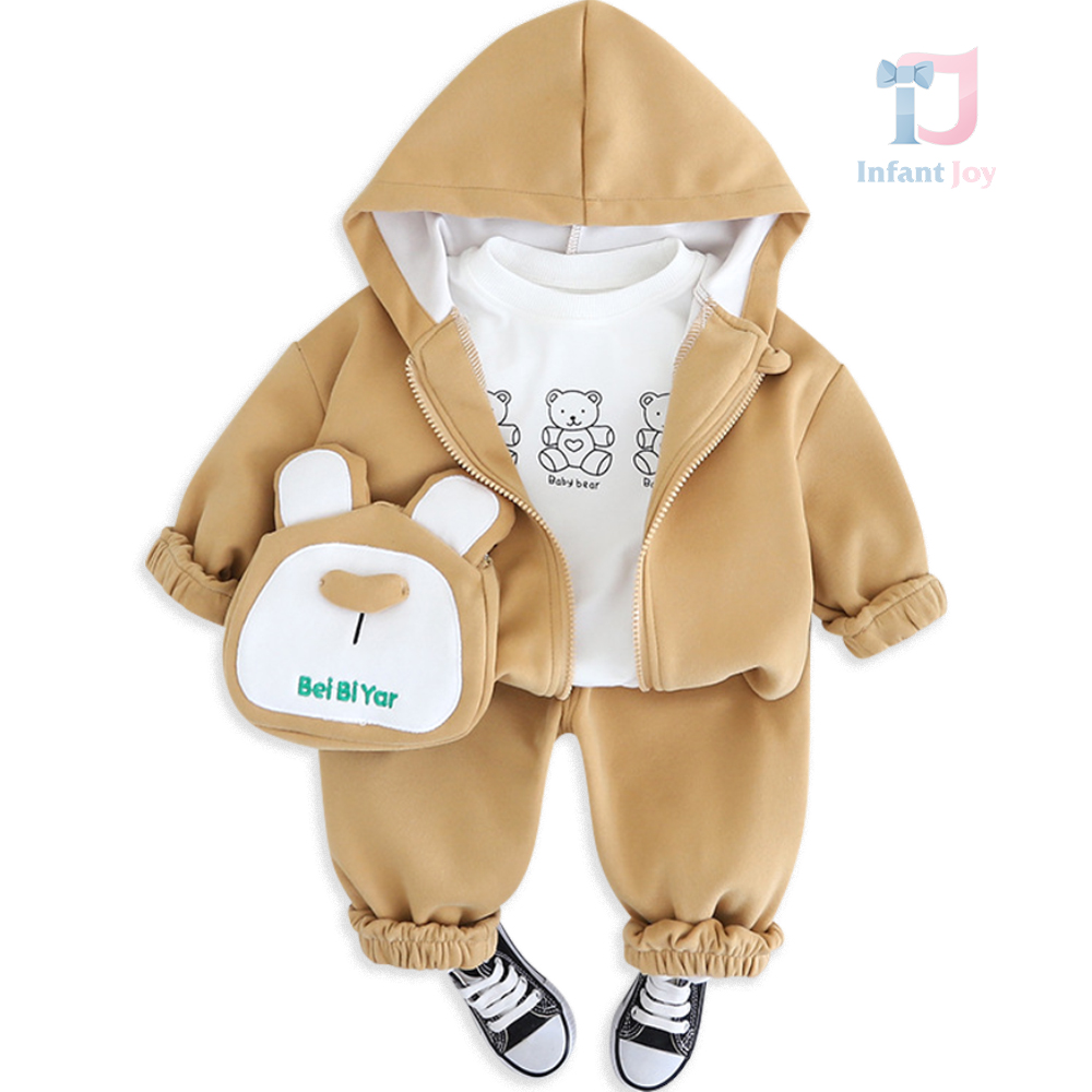 Set Sport de 3 piese cu glugă și buzunar spectaculos Bei Bi Yar Caramel