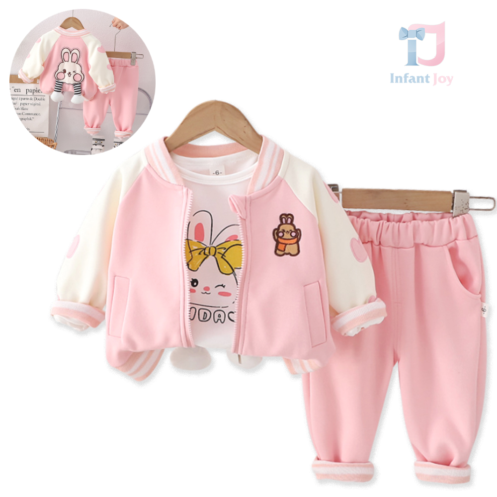 Set sport de 3 piese cu bomber și broderie Bunny Jump
