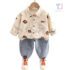 Set sportiv-elegant de 2 piese cu broderii și blugi Cactose Planet