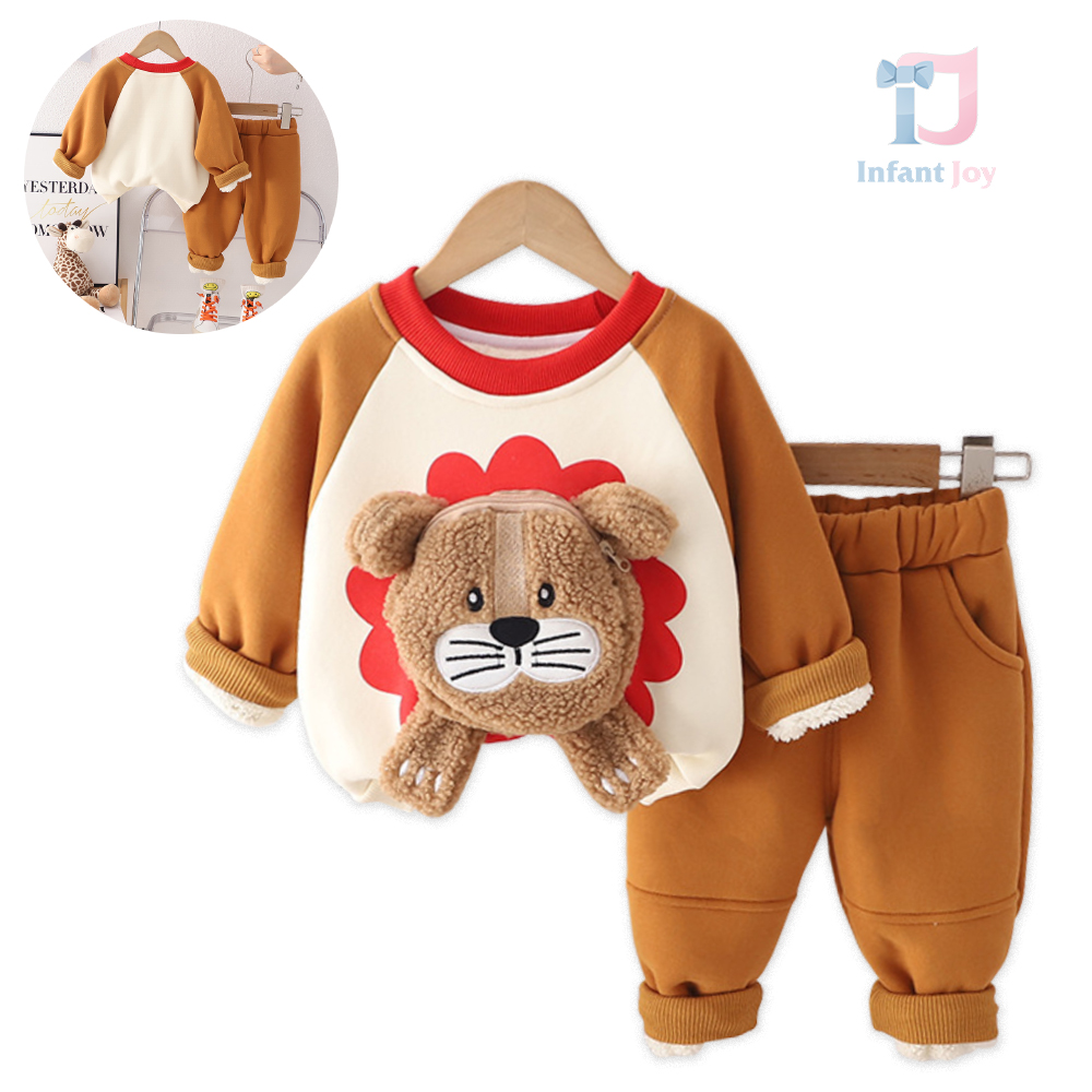 Set Matlasat de 2 piese cu buzunar cusut – Leu + fermoar Caramel Lion