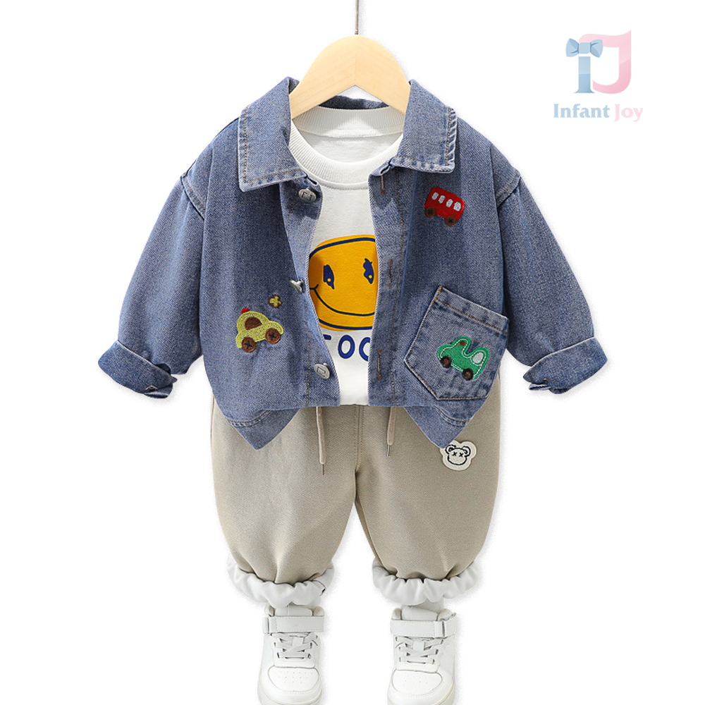 Set dе 3 piese cu jacheta din denim brodata Cause of the Traffic