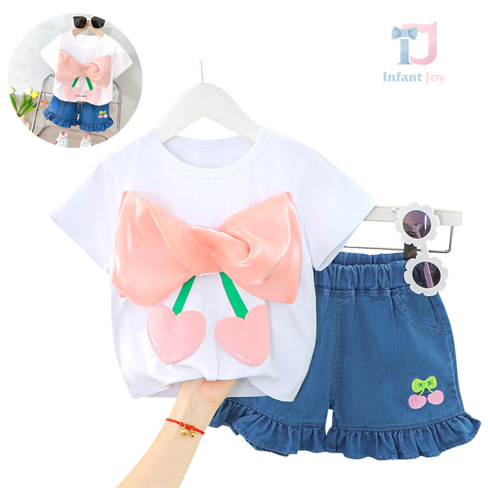 Set de 2 piese din organza Cherry Ribbon White