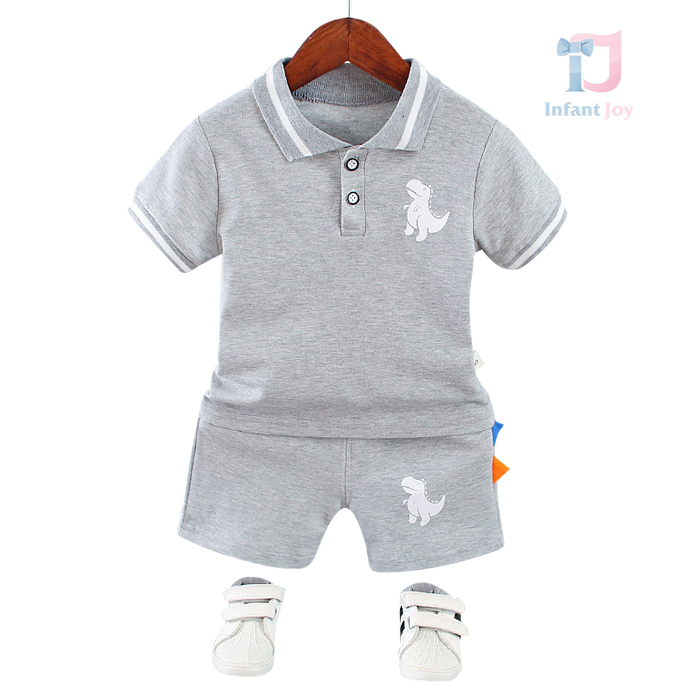 Set de 2 piese cu guler clasic și benzi de margine Classy Dino