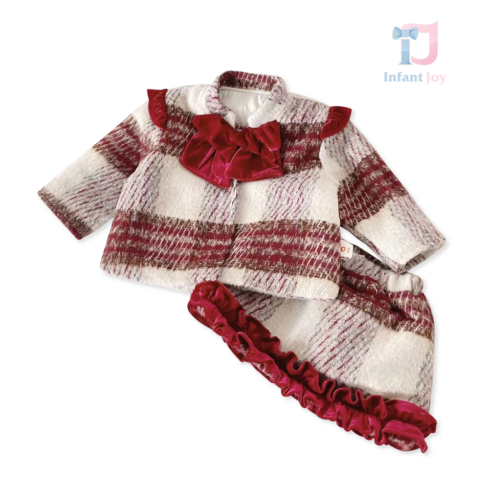 Set premium de 2 piese de lână presată cu bucle din organza Red Classy Queen