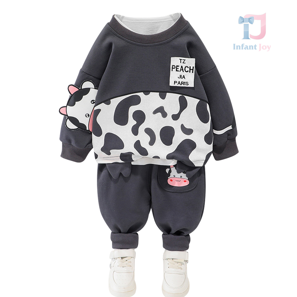 Set de 2 piese cu Lacosta și elemente 3D Cow Peach