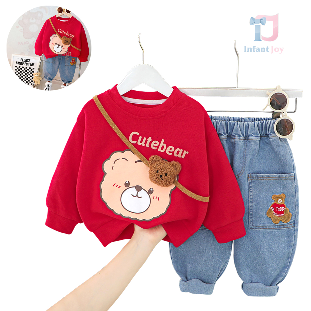 Set de 3 piese cu element 3D Cute Bear Red