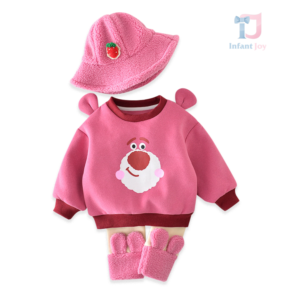 Set matlasat de 3 piese cu elemente de pluș Cyklama Cutie