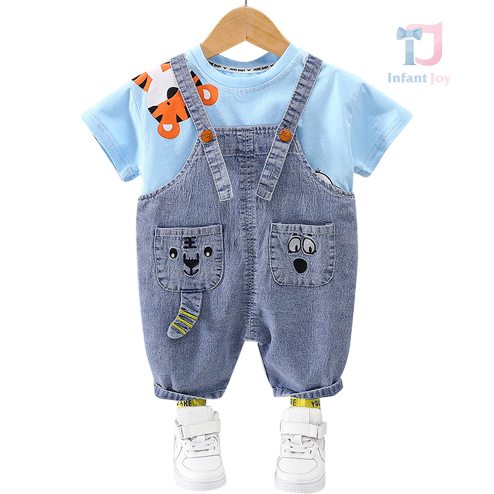 Set de 2 piese cu salopetă din denim și elemente 3D My Denim Game