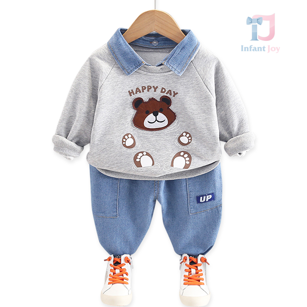 Set de 3 piese cu guler detasabil din denim Happy Day