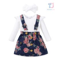 Set de 3 piese cu sukman din denim și bentiță Magic Rose