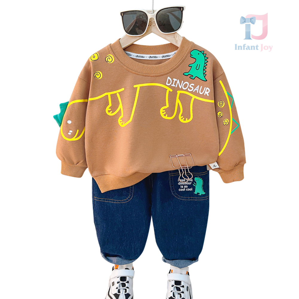 Set de 2 piese cu hanorac și pantaloni din denim Dinosaur Trend