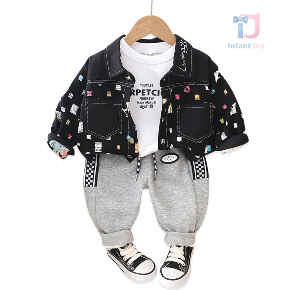 Set de 3 piese cu jachetă de blugi și detalii 3D, spectaculoase Dispatch