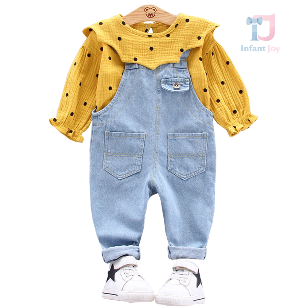 Set de 2 piese cu salopetă din denim Dot Denim