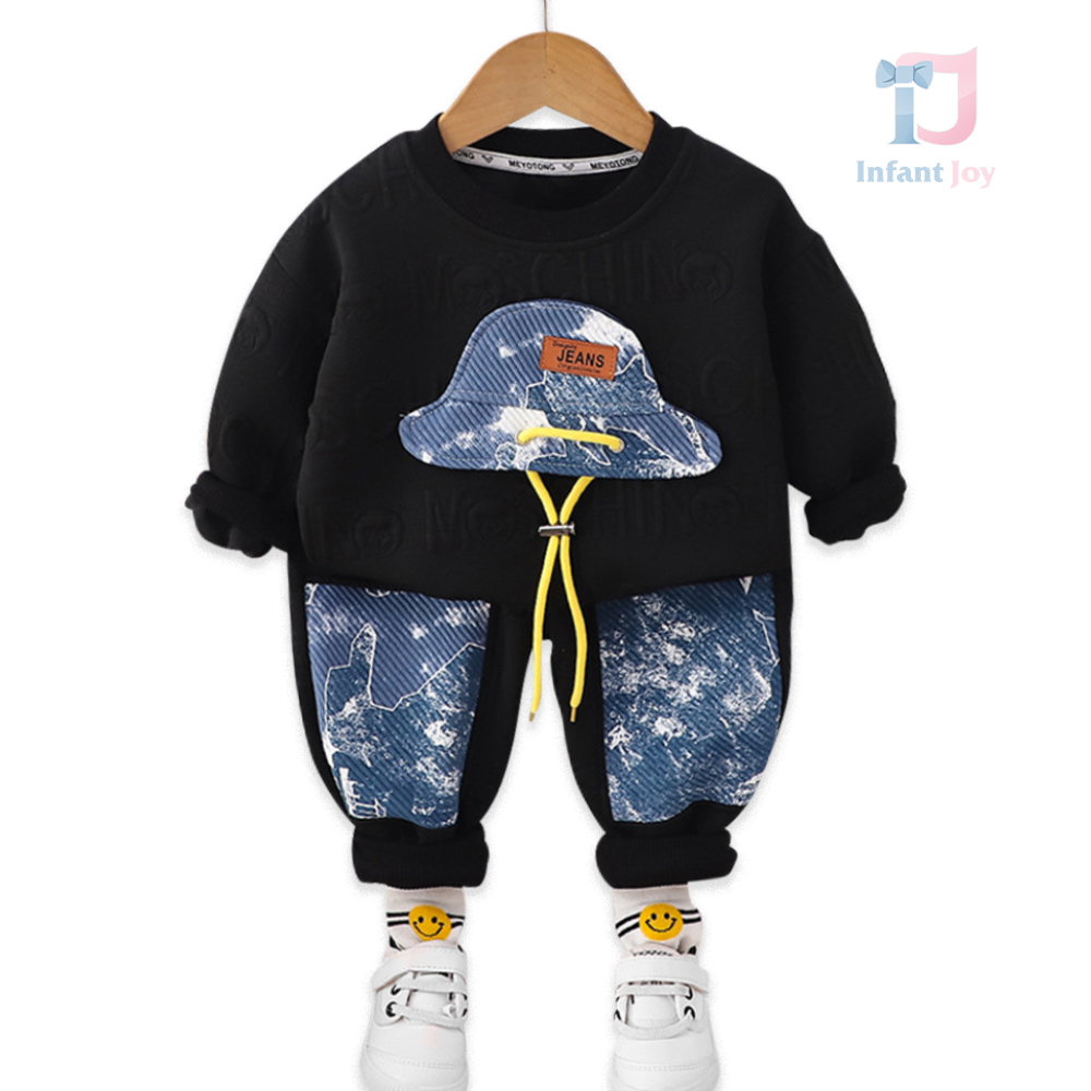 Set de 2 piese cu relief modern, denim și elemente adăugate Fancy Jeans Black