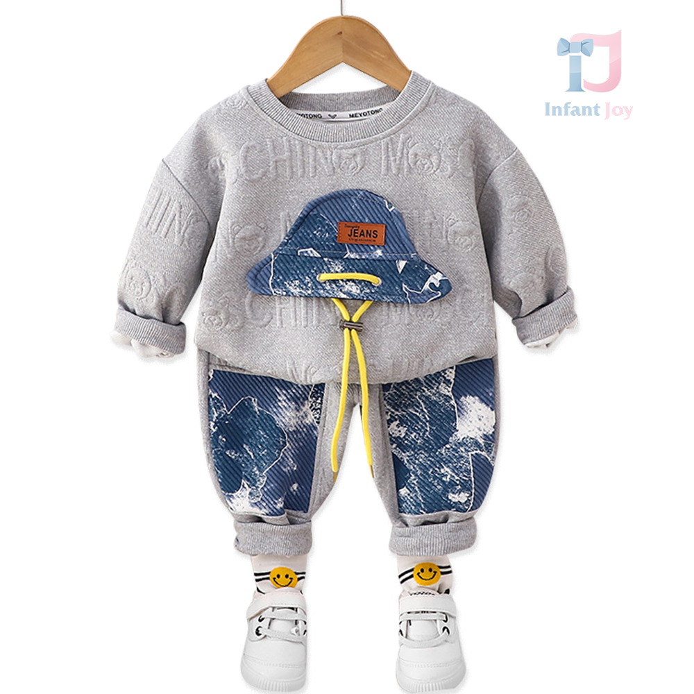 Set de 2 piese cu relief modern, denim și elemente adăugate Fancy Jeans Grey