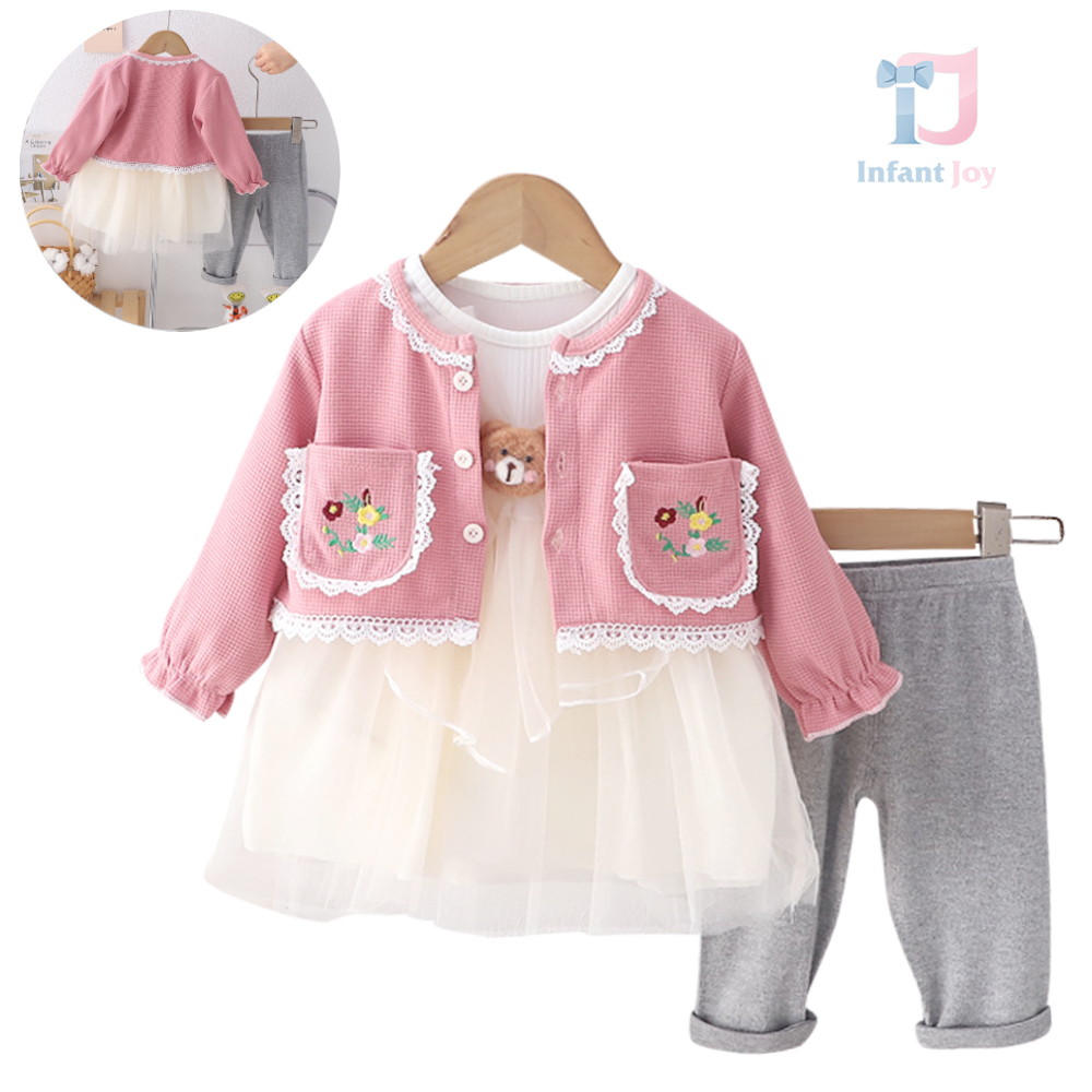 Set de 4 piese cu vafe, vestă crop, broderie și dantelă + tunică cu sigiliu cu broșă și jambiere Garden of the Princess