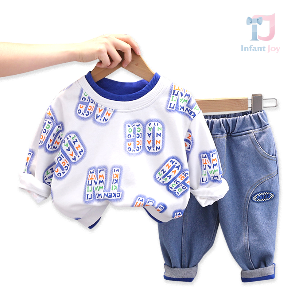 Set din 2 piese cu un hanorac modern și pantaloni din denim Go On