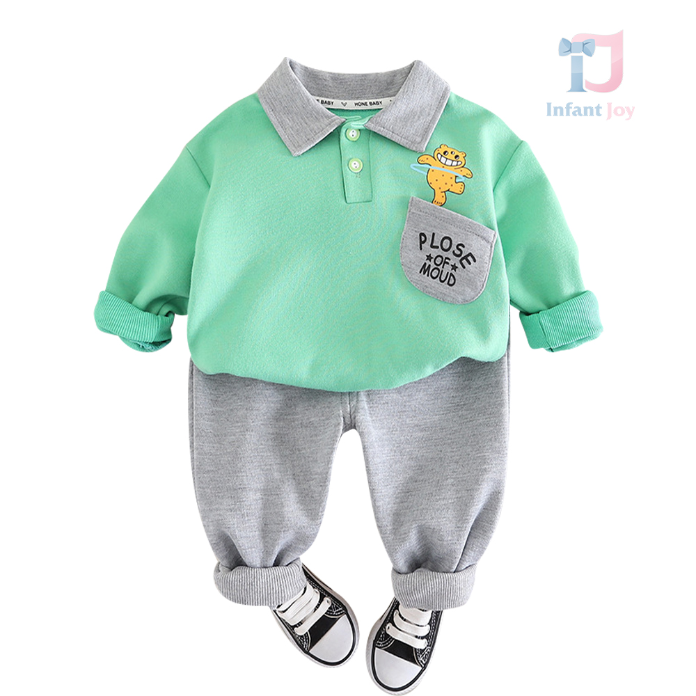 Set de 2 piese cu guler clasic Green Plose