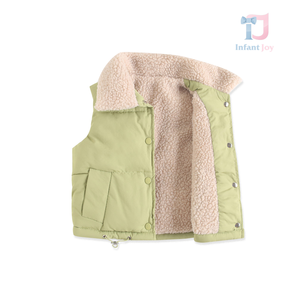 Vestă cu două fețe, impermeabilă, cu căptușeală moale din lână Green Plushy