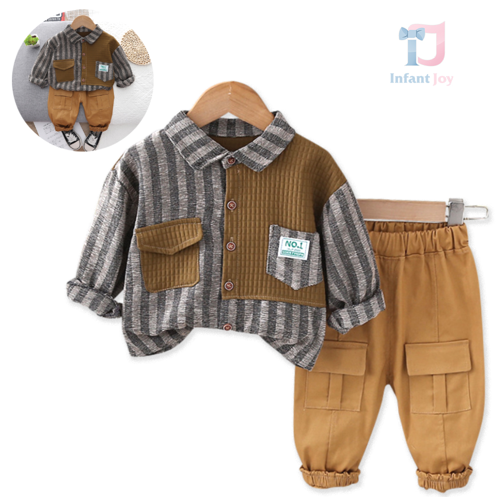 Set sportiv-elegant cu cămașă extravagantă și pantaloni cargo Handsome Everyday